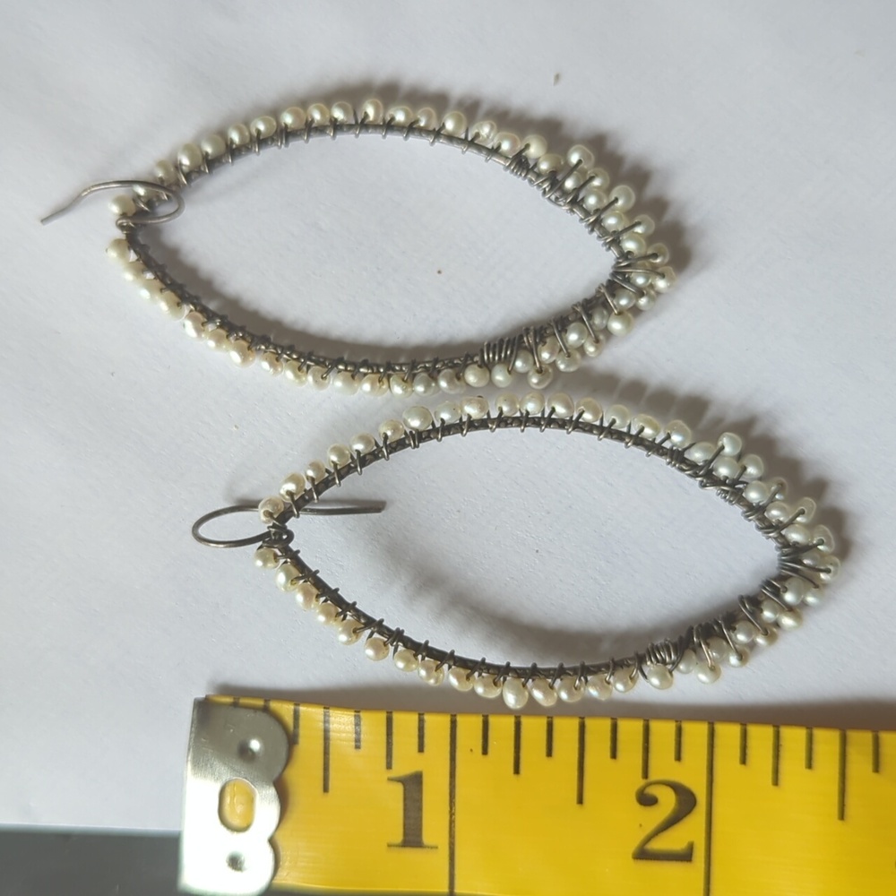 Sterling and Pearl artist made earrings - Picture 2 of 3